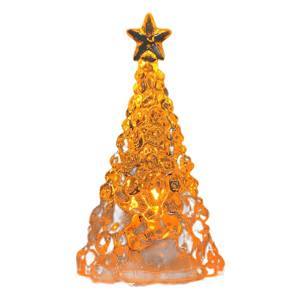1pcs 10cm Mini Christmas Tree Light Glowing Mini Christmas Tree Acrylic Night Light Elegant Tabletop Decor For Cozy Warm Light светло-желтый