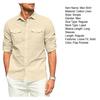 Men Solid Color Casual Shirt Lapel Long Sleeve Flap Pockets Single Breasted Shirt Loose Fit Tops Workwear
