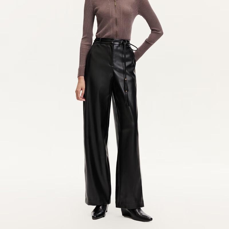 VEROMODA Women's Retro PU Tassel Straight Jeans