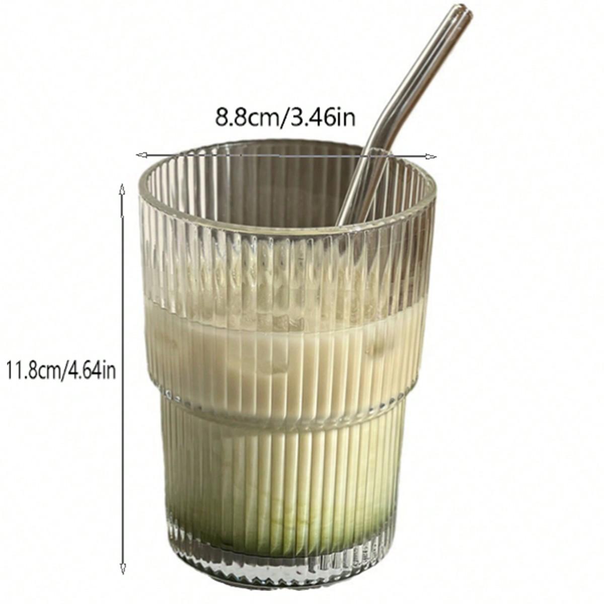 1 Set of 450ml (glass+straw+lid) Fashionable Straw Cup, Coffee Milk Tea Cup, Portable Companion Cup 401-500ml