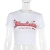 Summer new slim-fit open-navel versatile T-shirt European and American fashion printed short-sleeved top