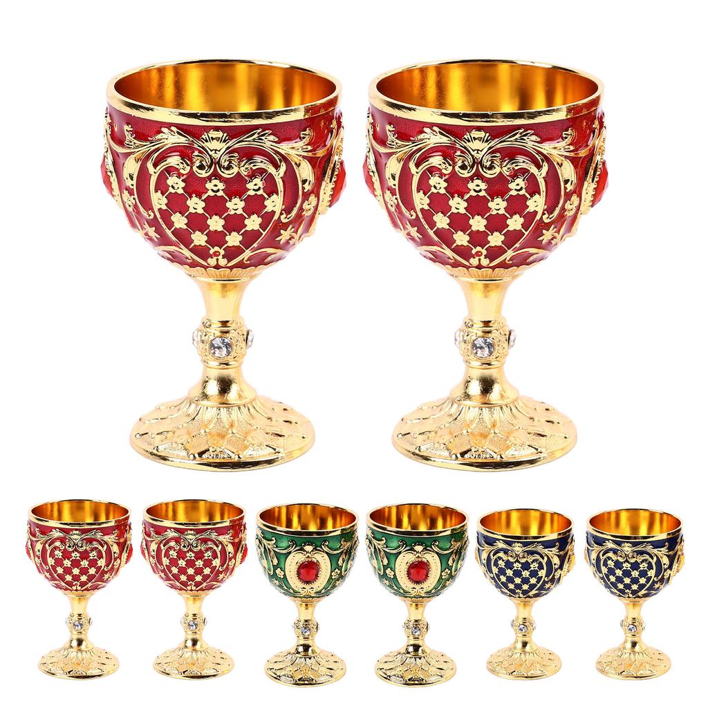 Weinglas im Vintage-Stil, Zinklegierung, elegante, dekorative Retro-Gläser mit Stiel für Zuhause, Bar, Party, 2 Stück