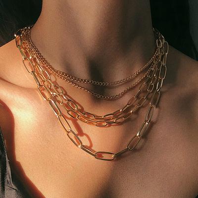 Multilayer  Women Lady Alloy Clavicle Choker Necklace Charm Chain Jewelry