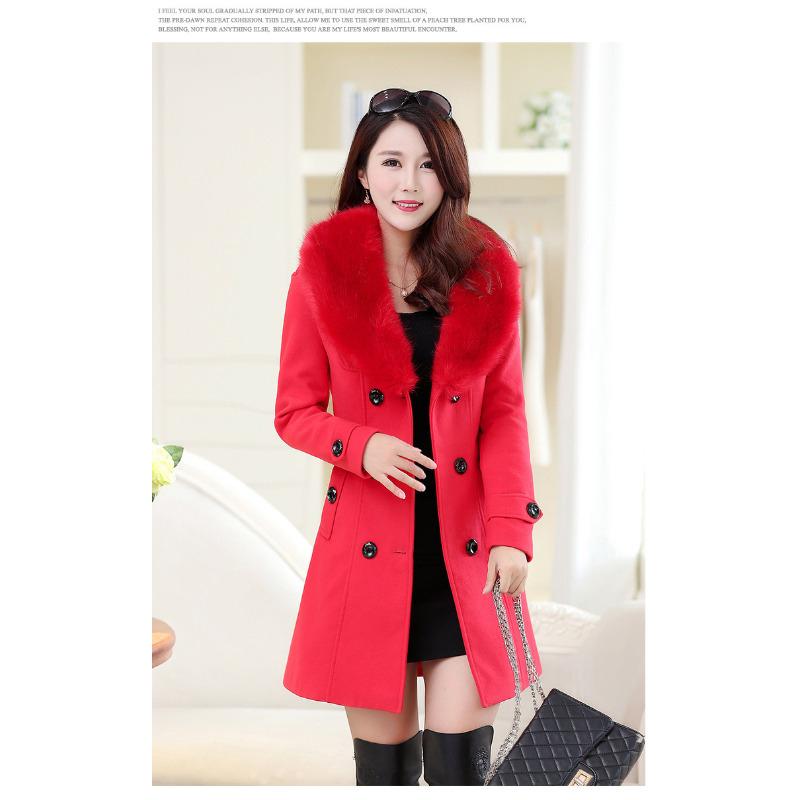 Autumn and Winter Woolen Women's Coat with Double-breasted Woolen Coat