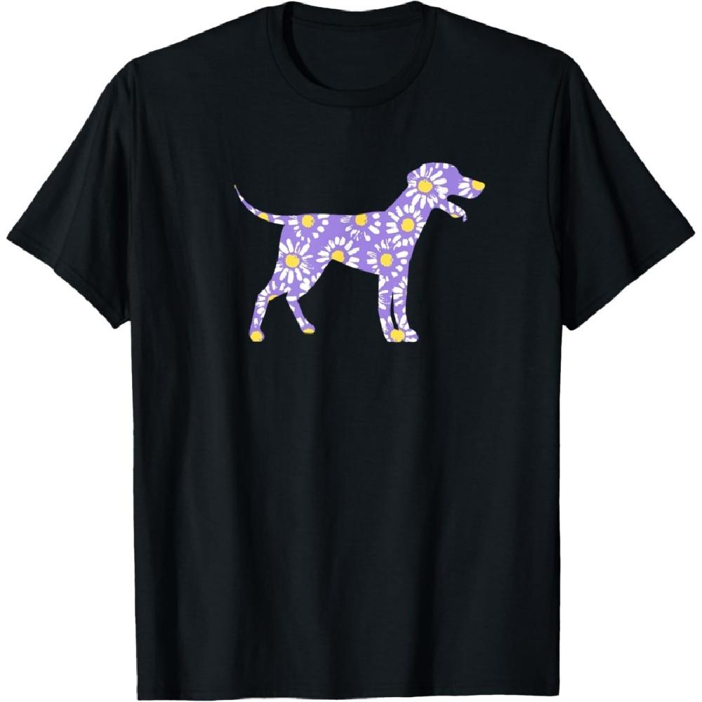 

Cute Daisy Floral Print Happy Dog Lover Lavender Tops Women T-Shirt XXXXXL чорний
