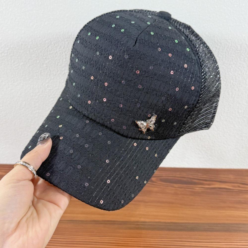 Butterfly Sport Peaked Hat Sequin Summer Sun Hat Casual Mesh Baseball Hat  Riding