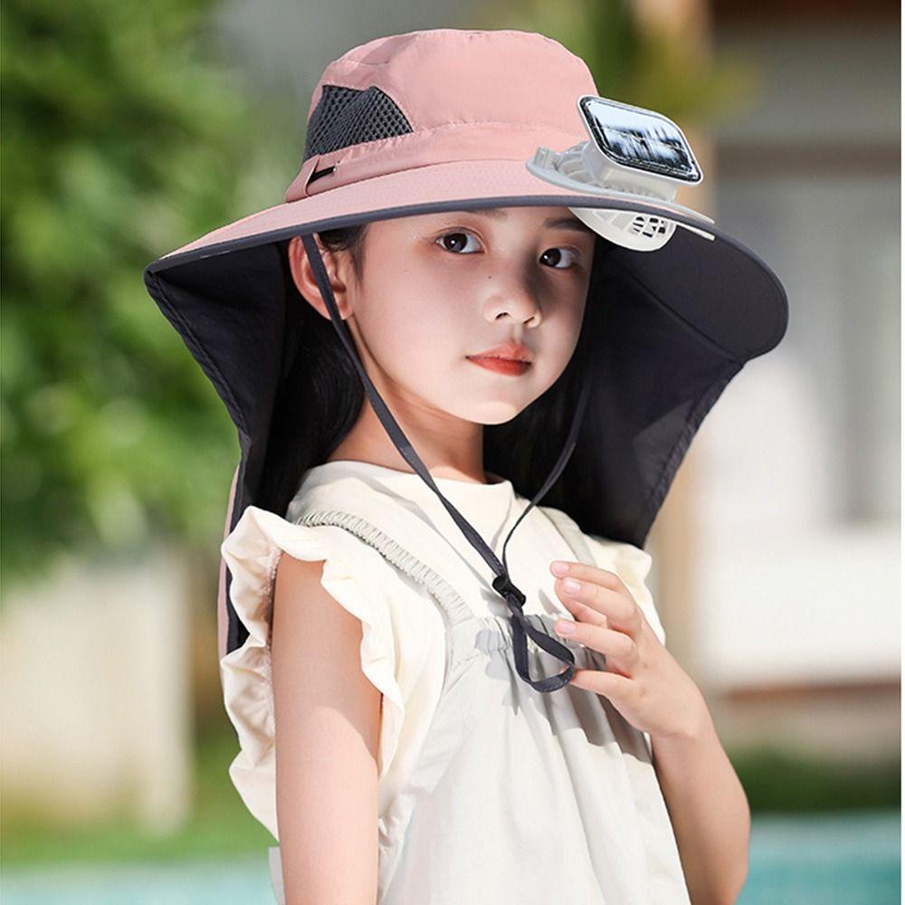 Waterproof Children's Solar Fan Hat Adjustable Sunshade Fan Cap Summer Cooling Hat  Mountaineering