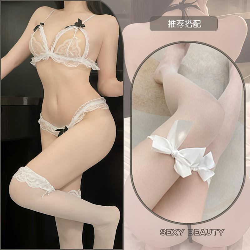 Sexy lingerie bikini three-point women's pearl thong bra passion free suit fun lingerie