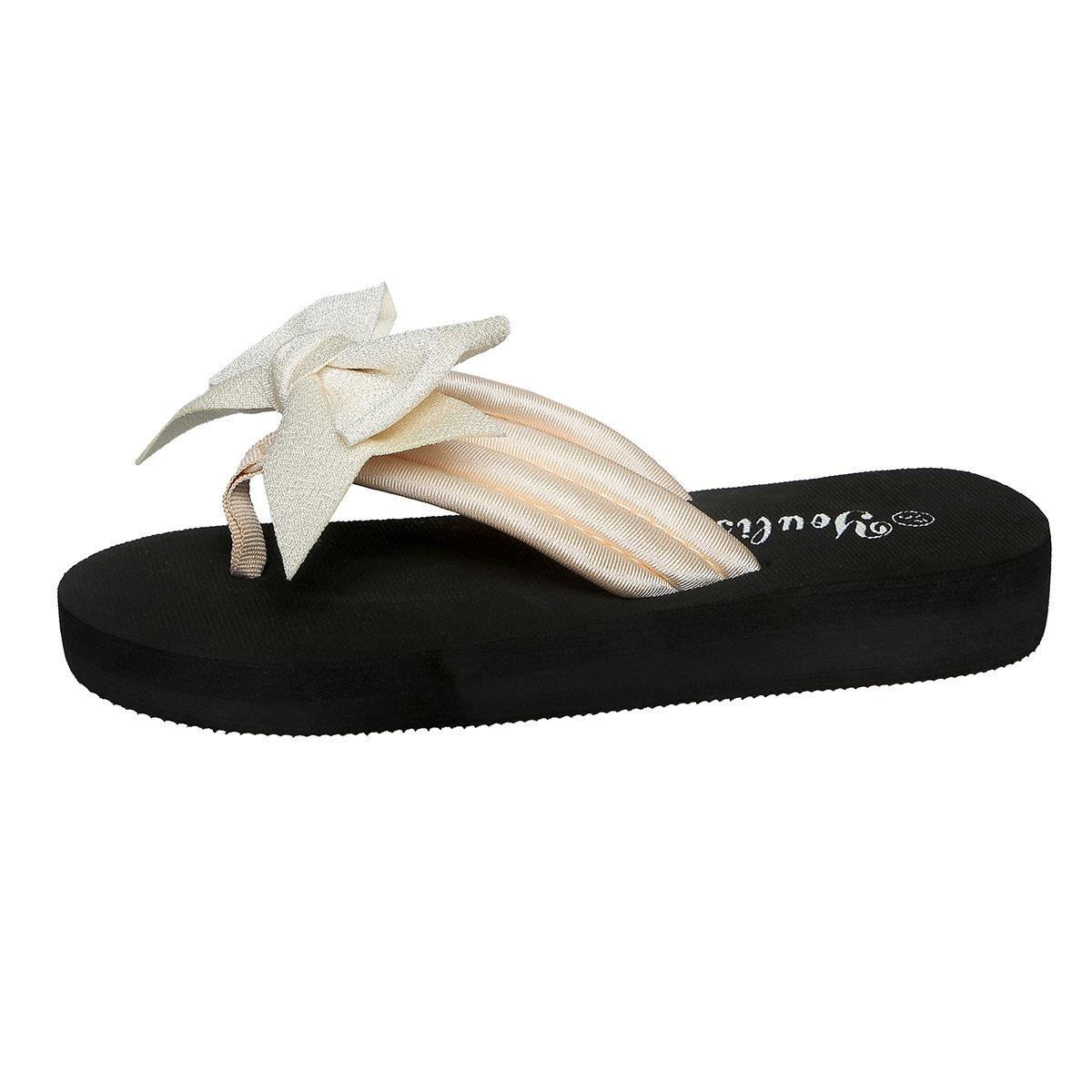 Women s Summer Casual Fashion Slippers with Elegant Bow Knot Design 40 грязно-белый