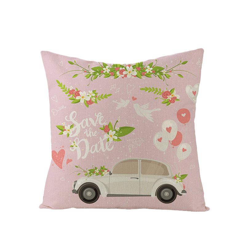 Valentine's Day Pillowcase Floral Series Square Polyester Pillowcase Home Cushion Cover