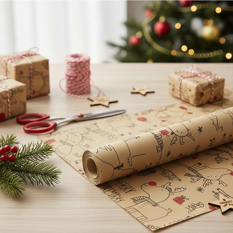 43cm X 300cm 1 Roll Christma Gift Wrapping Paper Roll Large Rolls Packaging Craft Paper for DIY Gifts Handmade Gift Wrapping