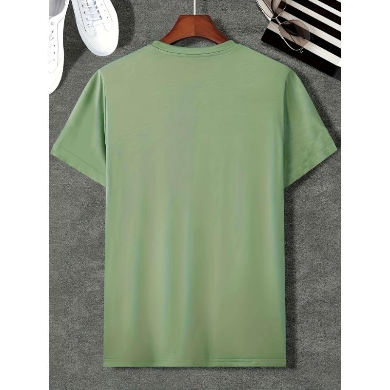 Comfortable Crew Neck Short Sleeve Sports T-shirt Men's Fashionable Athletic Mountain Print Versatile for Summer Spring Shirt