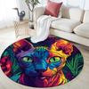 Sphynx Cat In Grass,Round Area Rug,Carpet Rug for Living Room Bedroom Sofa Playroom Decor,Non-slip Floor Mat