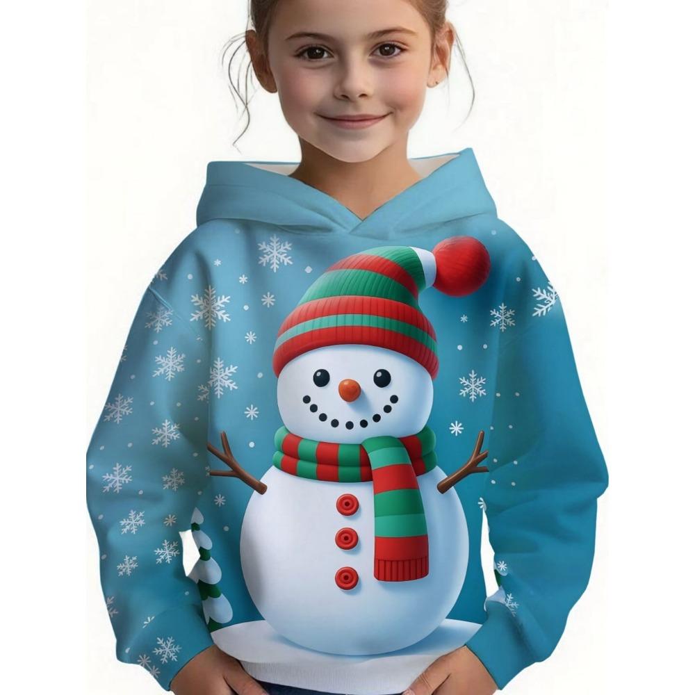 Child Sweatshirt Christmas Hoodie Cartoon Kawaii Santa Claus Print Sweatshirt for Girls Funny Holiday Party Clothes for Children