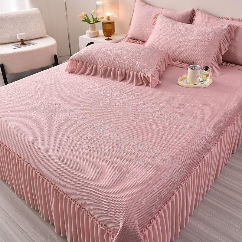 Machine Washable Summer Ice Silk Bed Skirt Cooling Mat Set
