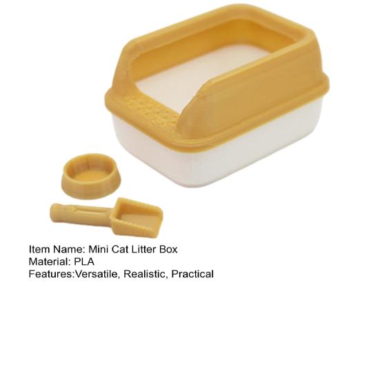 3Pcs Mini Cat Litter Box Set for 1:12/1:6 Doll Houses Handcrafted Food Bowl Tiny Scoop Miniature Scene Model Doll Home Decoration Toy