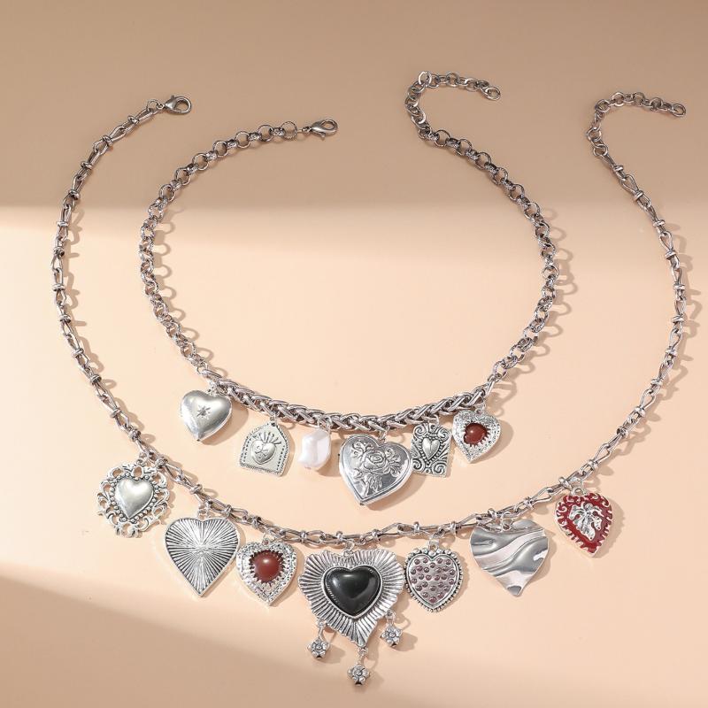 Neue Mode Retro Punk Metall Herz Anhänger Halsketten Für Frauen Vintage Choker Kette Luxus Party Schmuck Geschenke