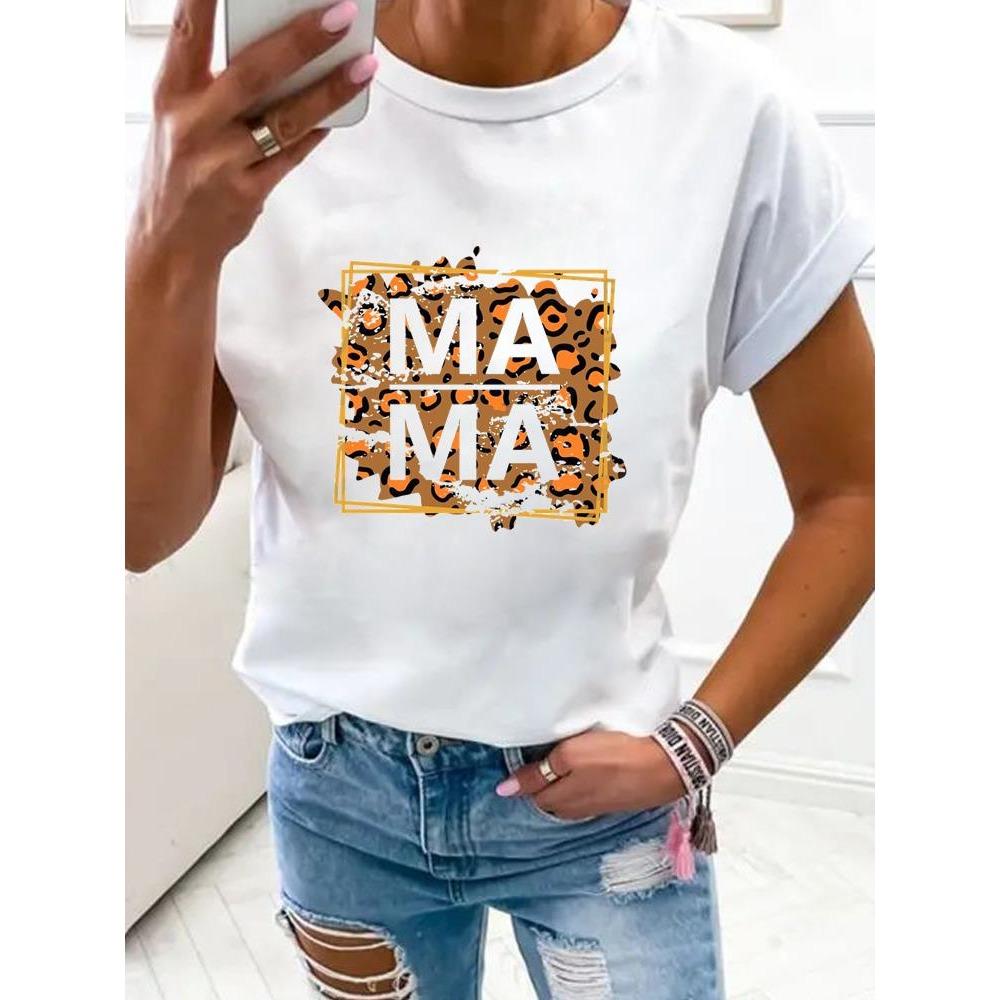 Women Flower Mom Mama 90s Trend Fashion Clothes Print T Shirt Clothing Summer Basic Top Short Sleeve Tee Graphic T-shirts