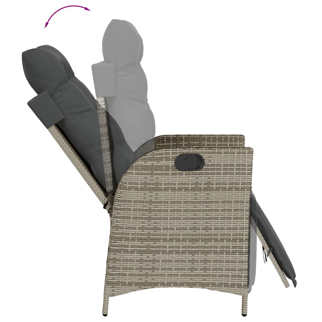 Vidaxl 7-Cz. Gartenmöbel-Set mit Kissen, Grau, PE-Rattan
