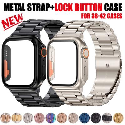 Cambiar a Ultra Protector de pantalla para reloj inteligente Series 9 7 8 banda 45mm 41mm funda + correa iWatch SE 6 5 4 44mm 40mm girando a Ultra2