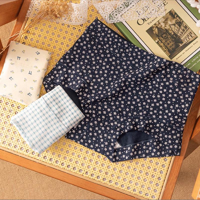 Langsashang Women s Antibacterial Cotton Floral Boxer Briefs L