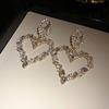 Silver Needle Diamond Geometric Love Hollow Earrings Sweet Cool Spice Girl Personality Earrings Light Luxury Advanced Earrings Women