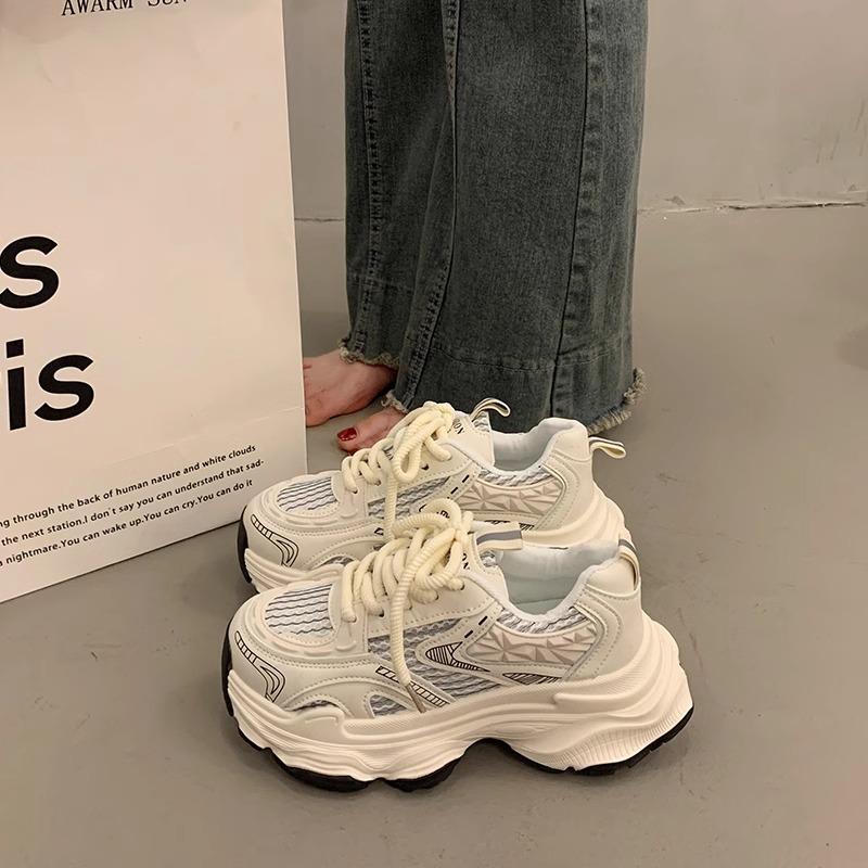 Daddy shoes women's 2025 new summer breathable mesh single shoes platform-soled fried street light running casual sports shoes