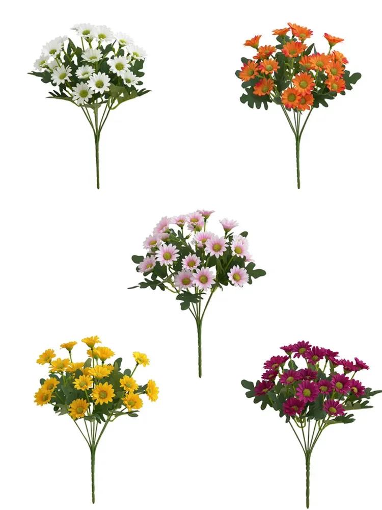 5pcs Artificial Flowers Plants 31cm Sun Flower Colorful Small Daisy Silk Home Garden Decoration Chrysanthemum Wedding DIY Party