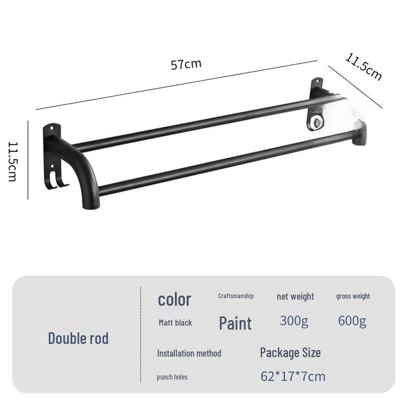 MDNG Stainless Steel Double Towel Rack with Shelf and Hooks