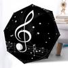 Music Note Treble Clef Starry Night Circular StickerUmbrella with Cute Design,Portable 3-Fold Compact Umbrella for Men&Women,Valentine's Day