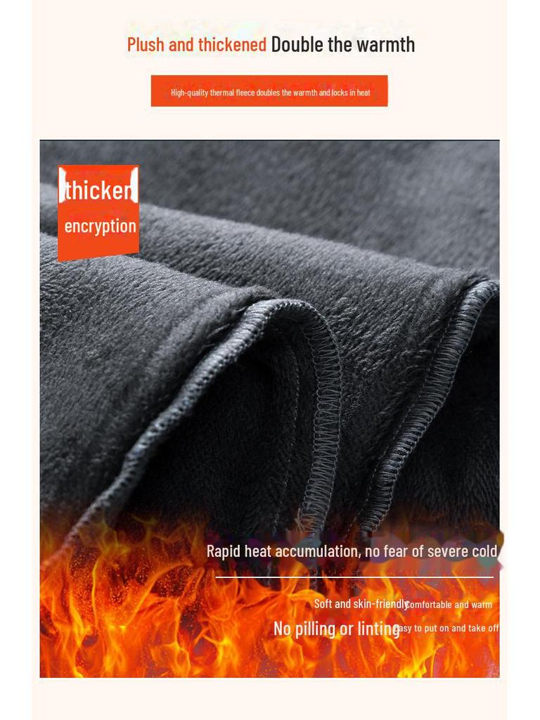 Men's Thermal Velvet Stretch Casual Pants - Thick, Soft, One-Piece Design