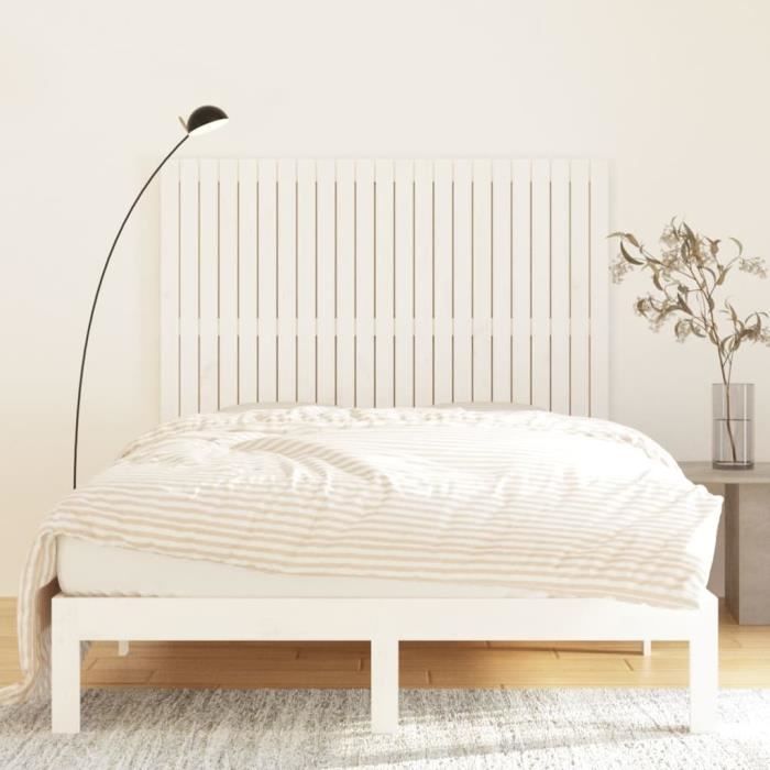 824944 vidaXL Wall-mounted Headboard White 146.5x3x110 Cm Solid Pine Wood