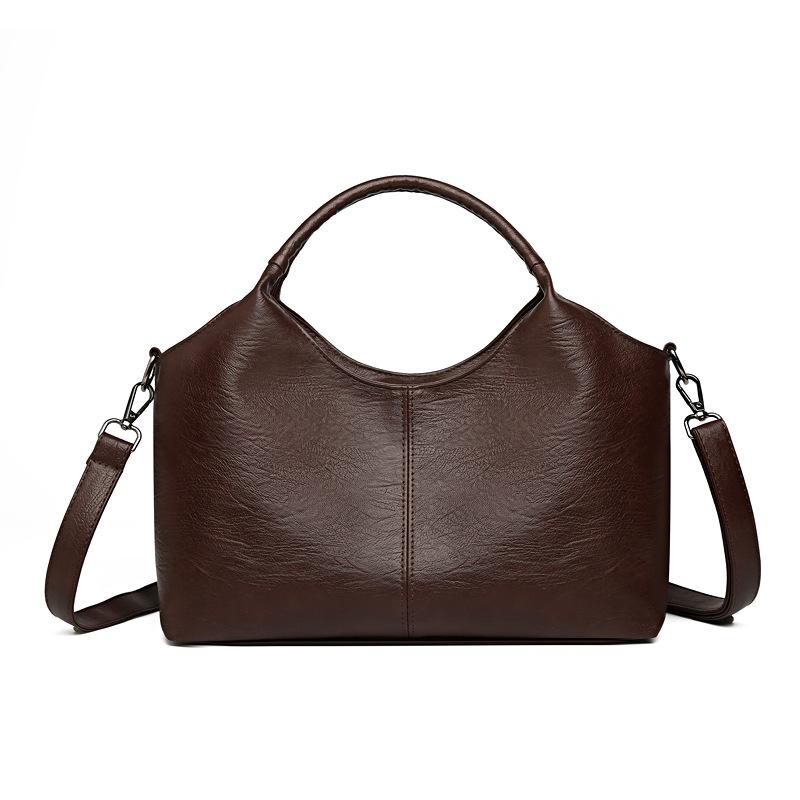 

Vintage PU Handbag Women s Splicing Large Capacity Shoulder Bag кавовий