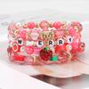 Strawberry Pendant Pink Beads Multilayer Stretch Bracelet Cute Fruit Hand Decoration Gift for Women