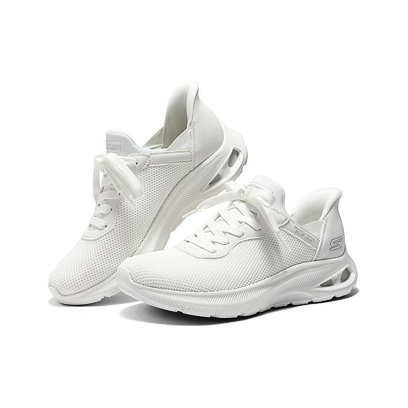 Skechers Mesh Fabric Synthetic Leather Solid Color Simple Shock Absorbing Wear Resistant Low Top Casual Shoes Women Sneakers Off-White 117509-OFWT