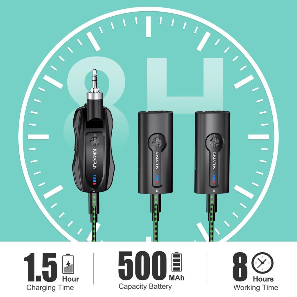 KIMAFUN Wireless Headset and Lavalier Lapel Microphone for Two External 50m Transmission 8 Hours of Continuous Plug Compatible with for and Briefings
