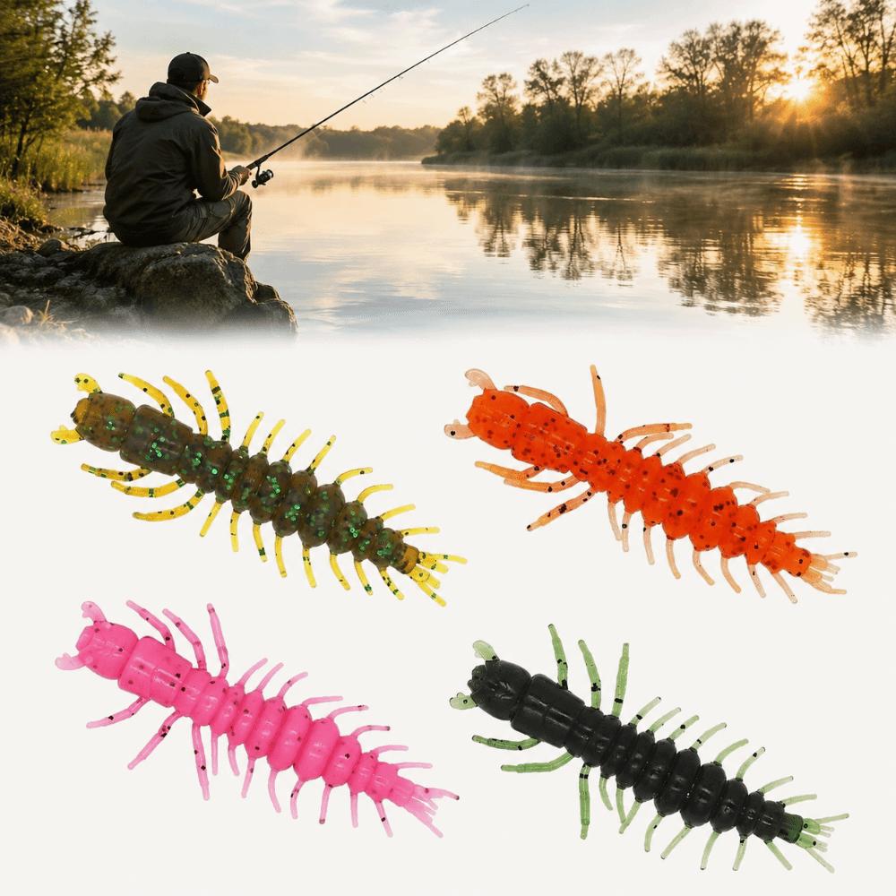 48PCS 2.95inch Fishing Worm Lures Soft Bass Baits Hellgrammite Fishing Lures  Bass Fishing