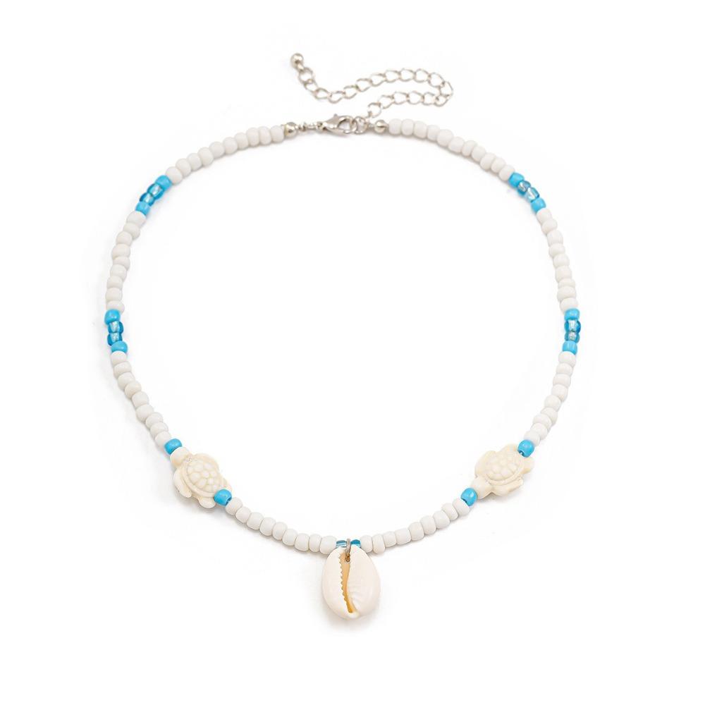 Colorful Shell Pendant Necklace Delicate Charm Beaded Necklace  Korean Fashion