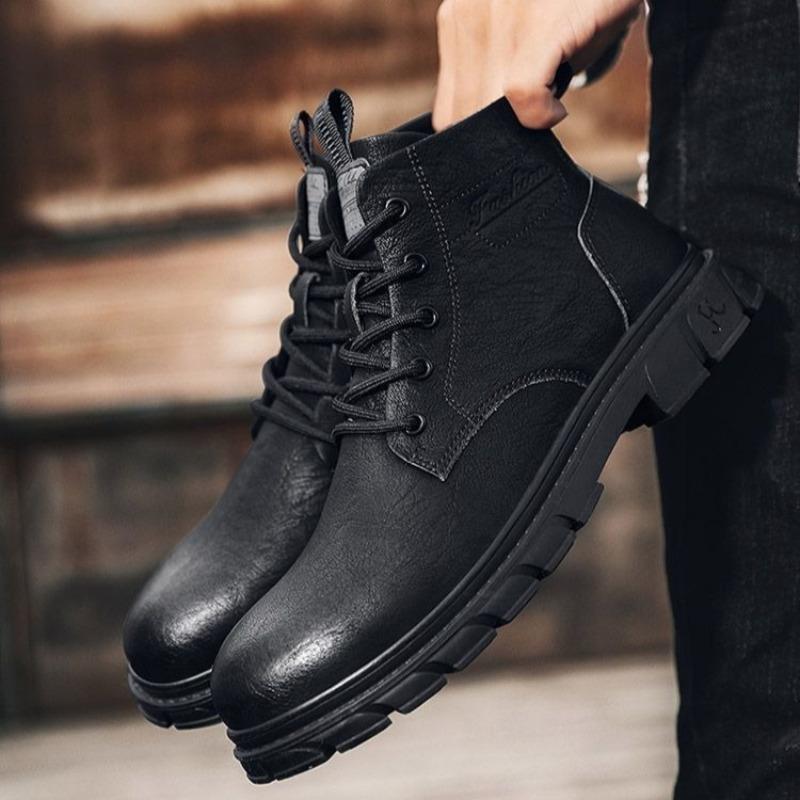 Fashion 2025 New British Style Men's Short Boots,fashionable Men's Shoes Workwear Boots High Top Leather Shoes for Men Botas Para Hombre