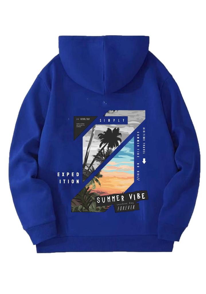 Unisex American Casual Printed Hooded Sweatshirt - Loose, Fashionable Long Sleeve Top