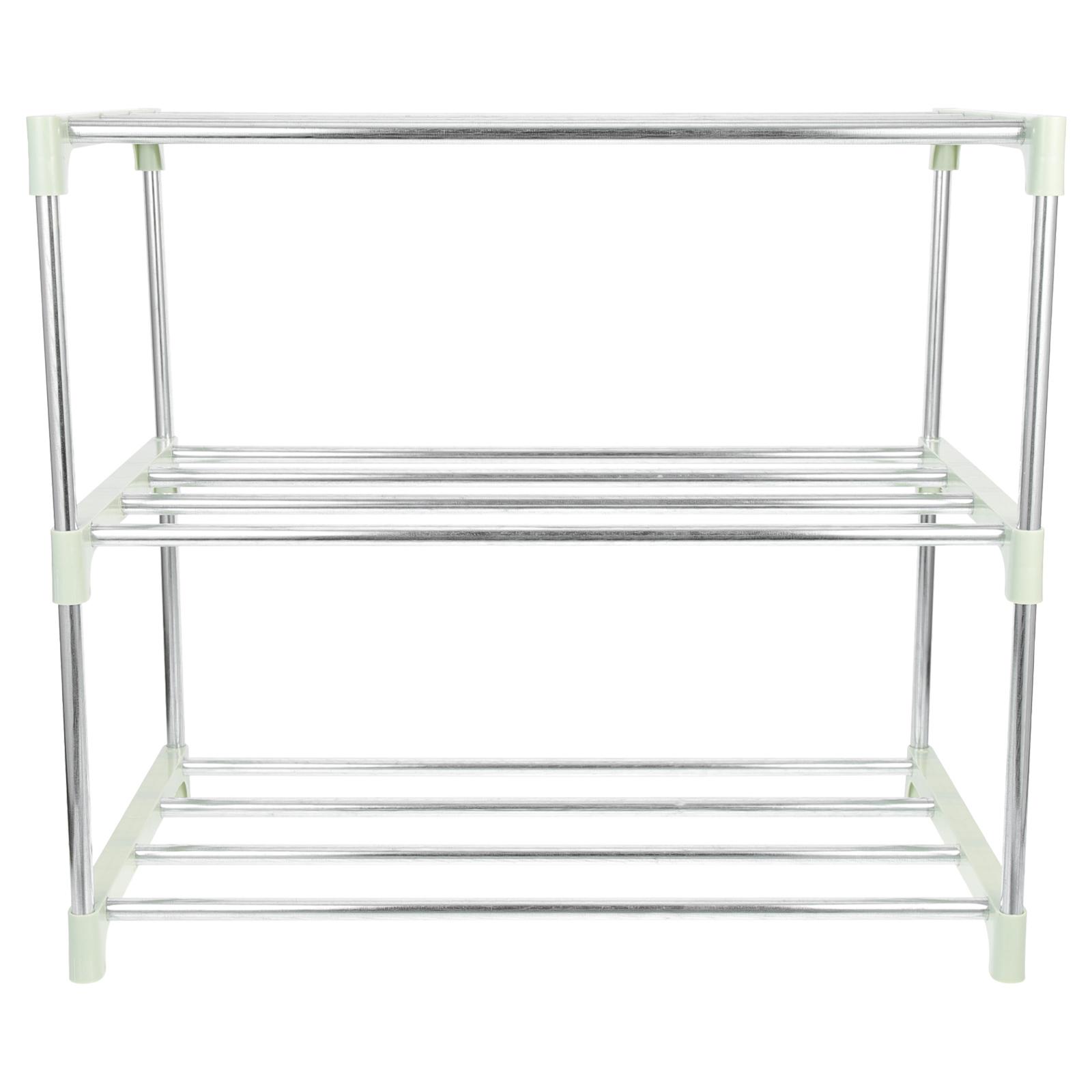 

Stainless Steel Shoe Rack Multi Layer Shoes ganizer 3 Tier Shoe Shelf Sneaker Holder Metal Shoe Stand Entryway Shoe Cabinet 47X38X25.5CM