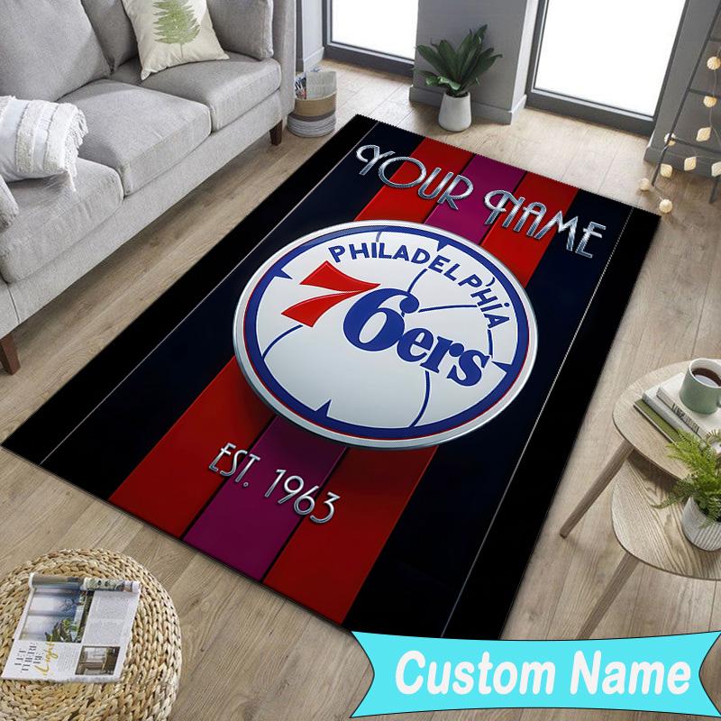Custom Name76ers Basketball Team Carpet, Indoor Rug, Chair Rug, Living Rooms, Doormat Made From Polyester Home Decor Birthday Christmas Gifts