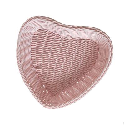 Cesta de Frutas de Ratán Artificial en Forma de Corazón Almacenamiento Snack para el Hogar
