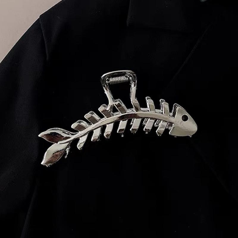 Silver Metal Geometric Shark Hair Clip for Thick Hair