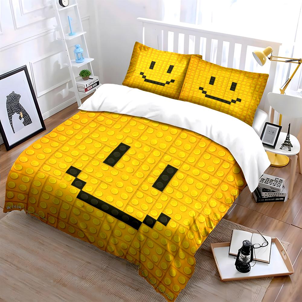 Smiley Gesicht Gelbes Bettwäscheset Bettwäscheset (1 Bettbezug, 2 Kissenbezüge, Bettdecke nicht enthalten)