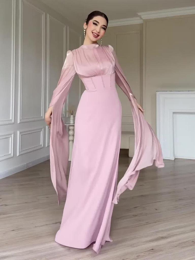2025 Spring Elegant Long-Sleeve Silky Dress