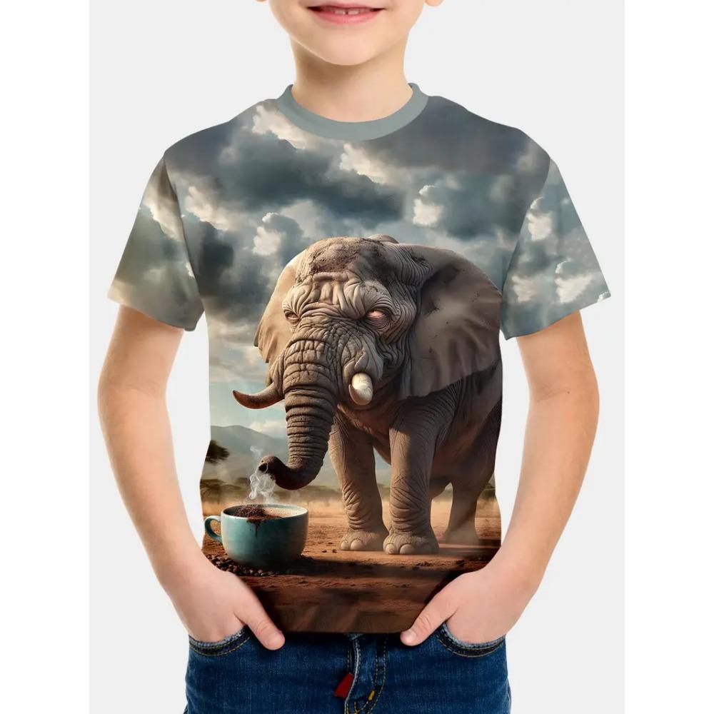 

Детская мультяшная футболка с коротким рукавом для мальчиков, повседневная стильная модная молодежная футболка с круглым вырезом, летний топ для малышей 100