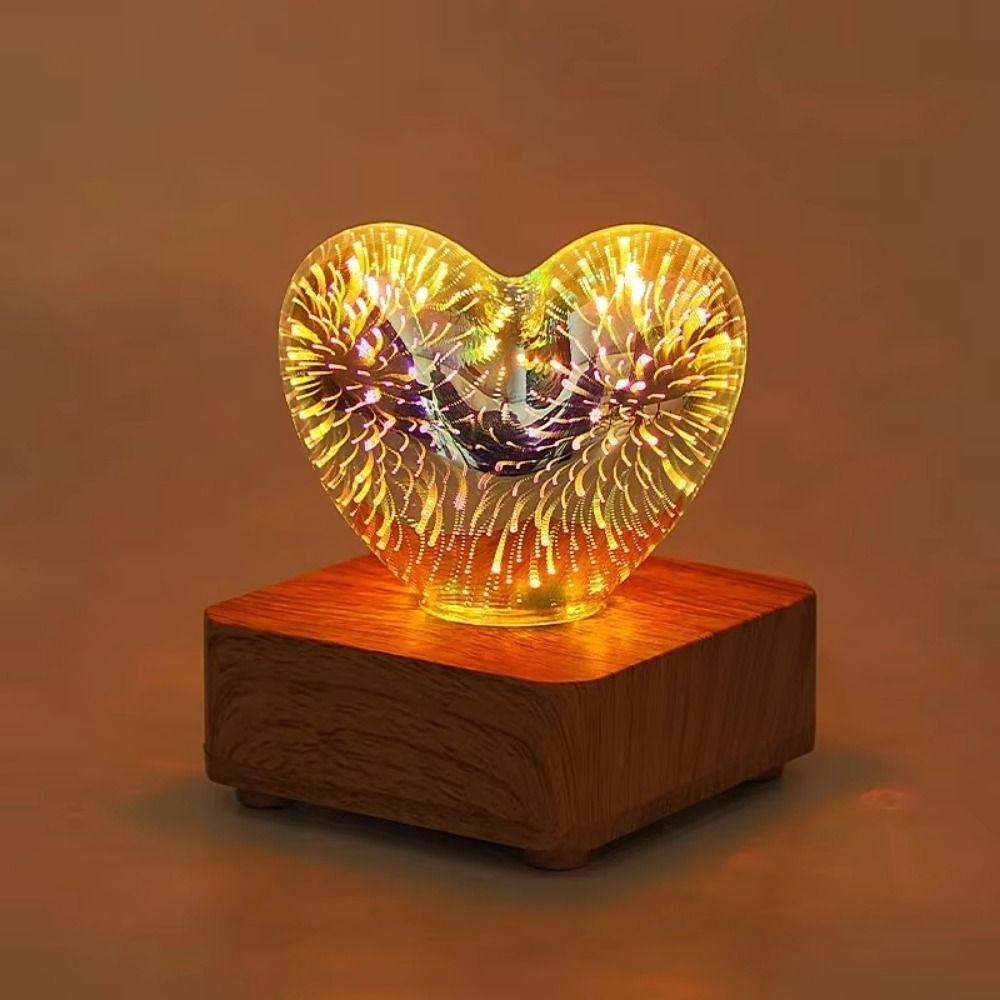 Colorful 3D Fireworks Night Light Romantic Atmosphere Heart Shaped Atmosphere Lights  Living Room