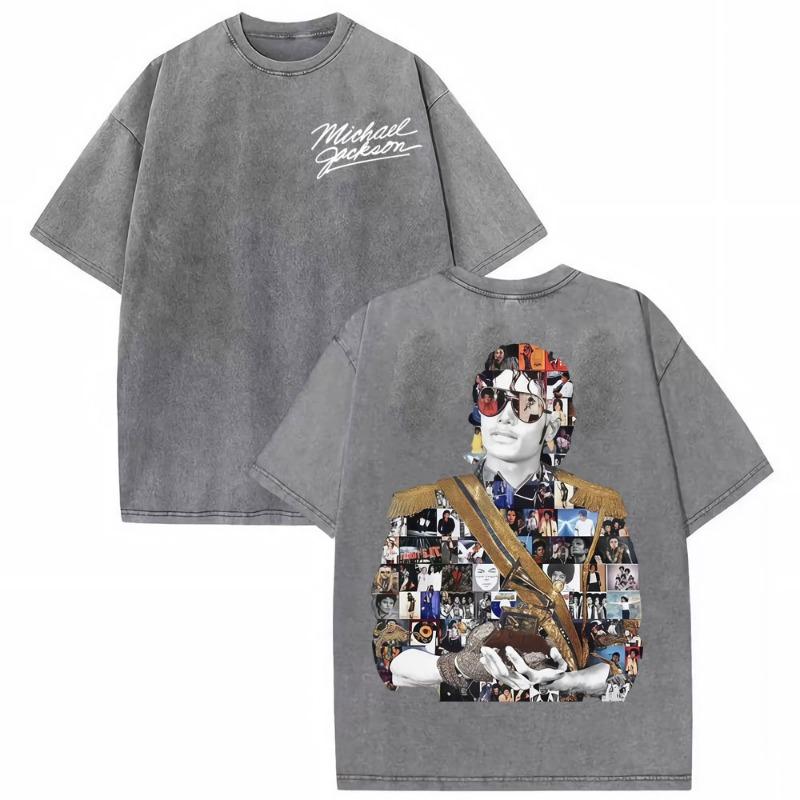 King of Pop Michael Jackson Bad World Tour T Shirts Women Casual Loose Oversized T-shirts Hip Hop 90s Vintage Washed T-shirt
