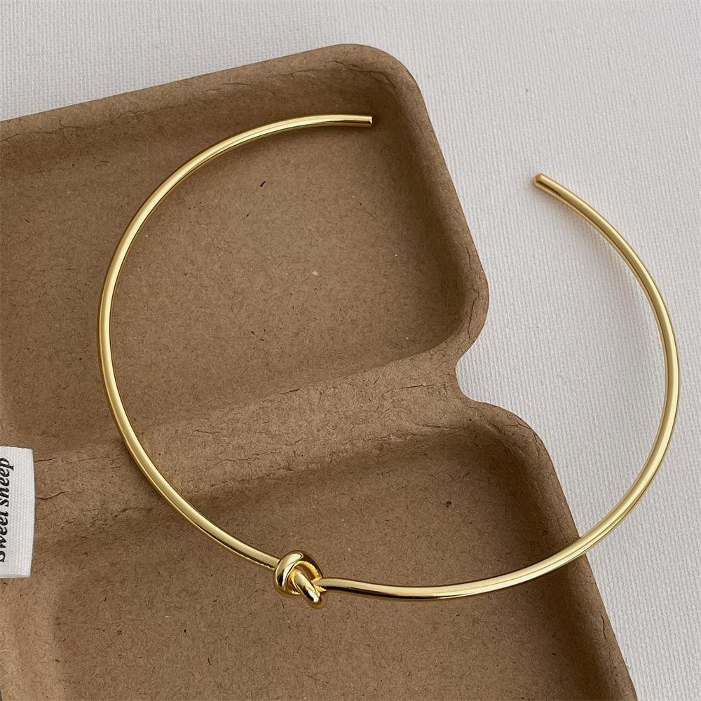 High Quality Hollow Out Knotted Open Adjustable Torques for Women Mujer 18K Gold Silver PVD Plating Titanium Steel Chokers